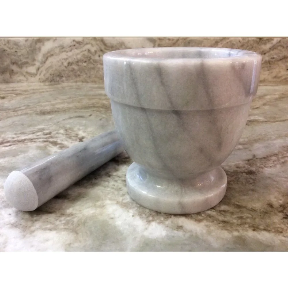 Mortar And Pestle. Norpro. 4"x4". Gray And White Marble. New. - Picture 7 of 9